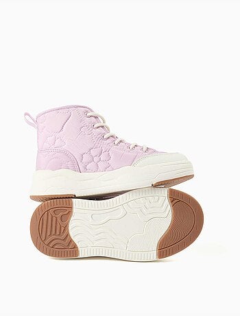 Scarpe da ginnastica imbottite alte con ricamo floreale