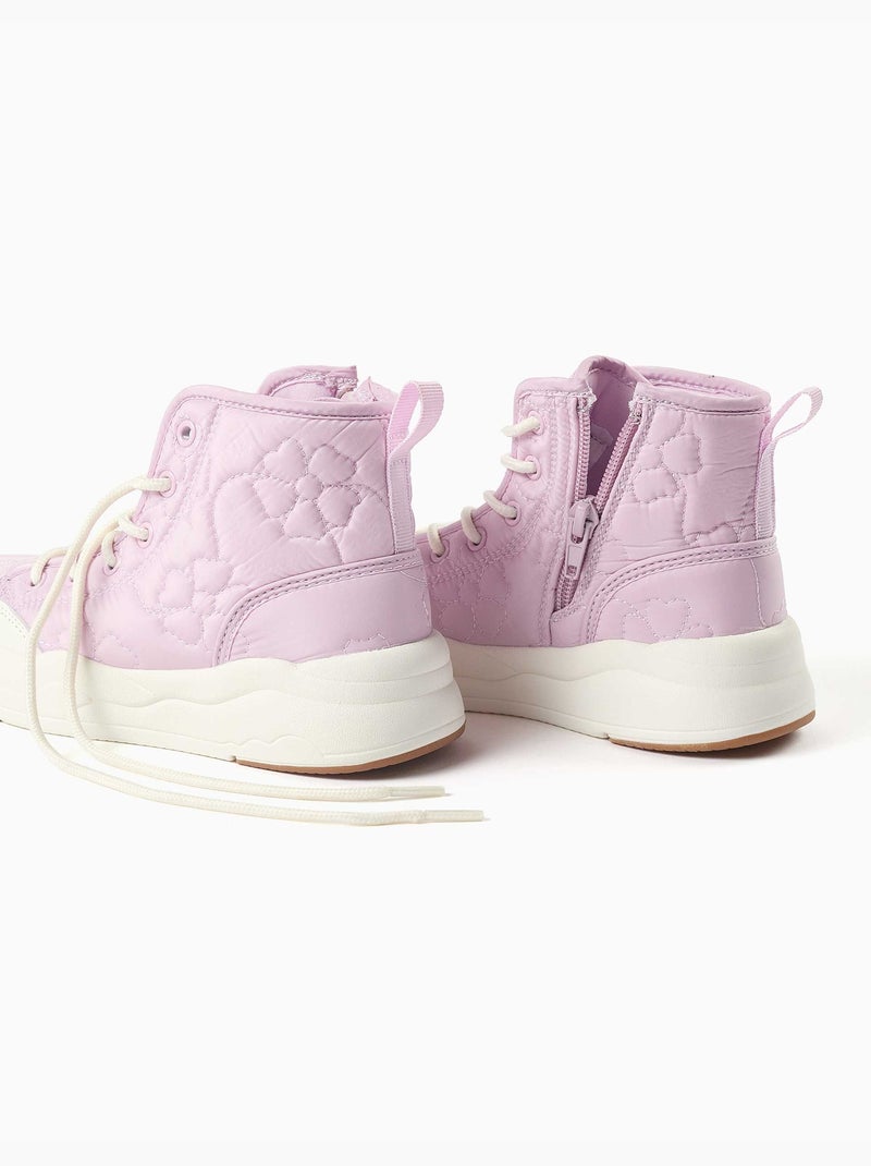 Scarpe da ginnastica imbottite alte con ricamo floreale Malva lilla - Kiabi