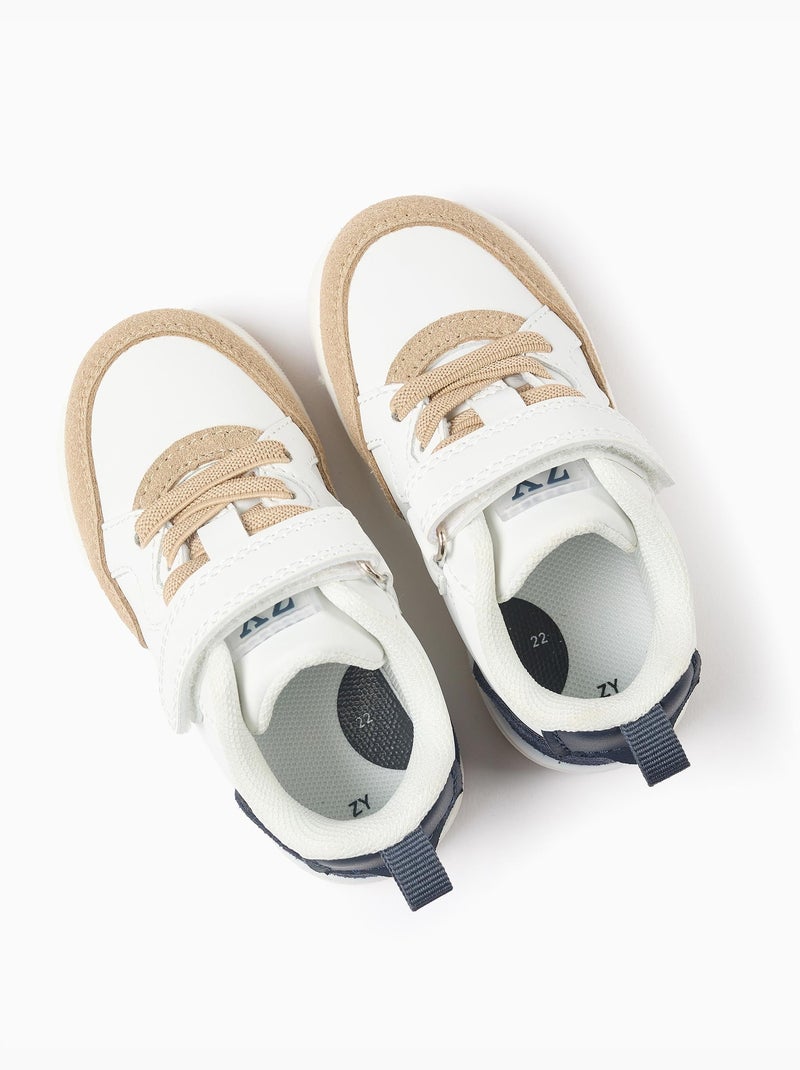 Scarpe da ginnastica in doppio tessuto con chiusura a strappo Bianco - Kiabi