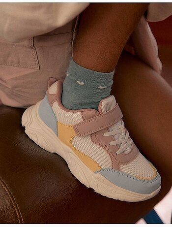 Scarpe da ginnastica in doppio tessuto con suola spessa