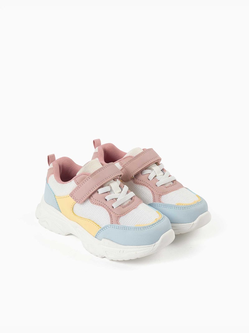 Scarpe da ginnastica in doppio tessuto con suola spessa Rosa/Giallo - Kiabi