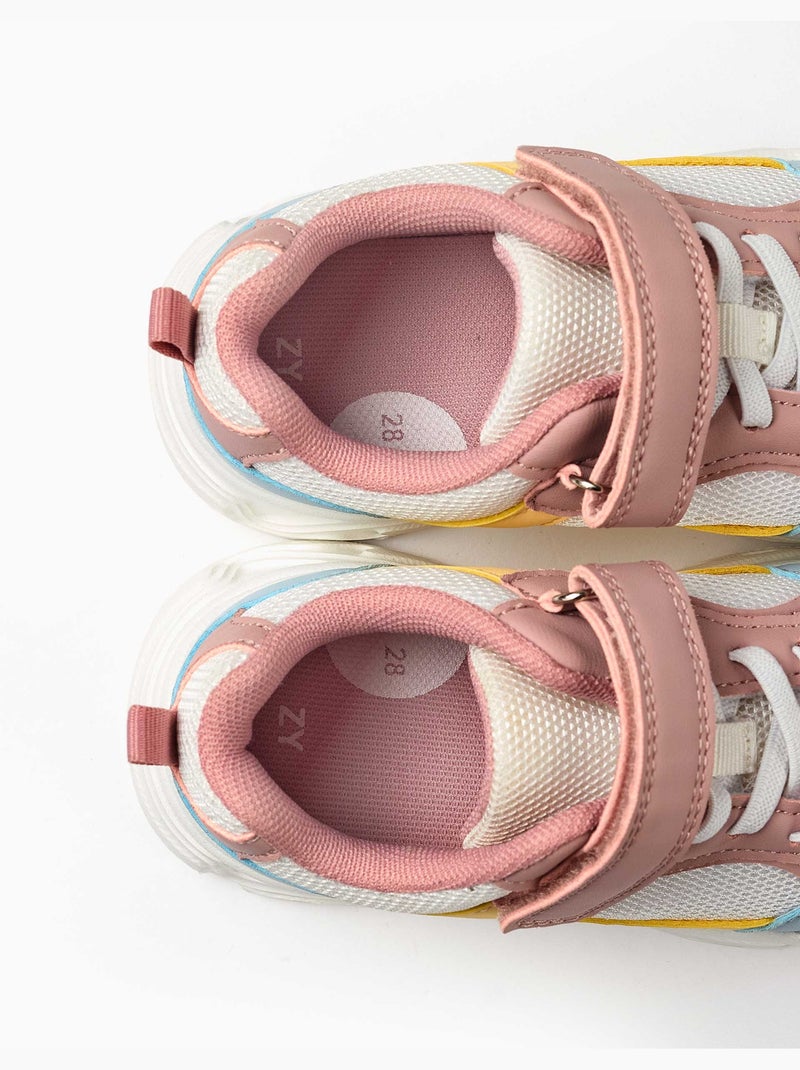 Scarpe da ginnastica in doppio tessuto con suola spessa Rosa/Giallo - Kiabi