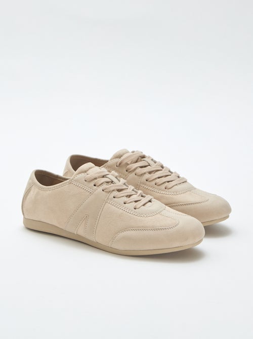 Scarpe da ginnastica in due materiali tinta unita - Kiabi