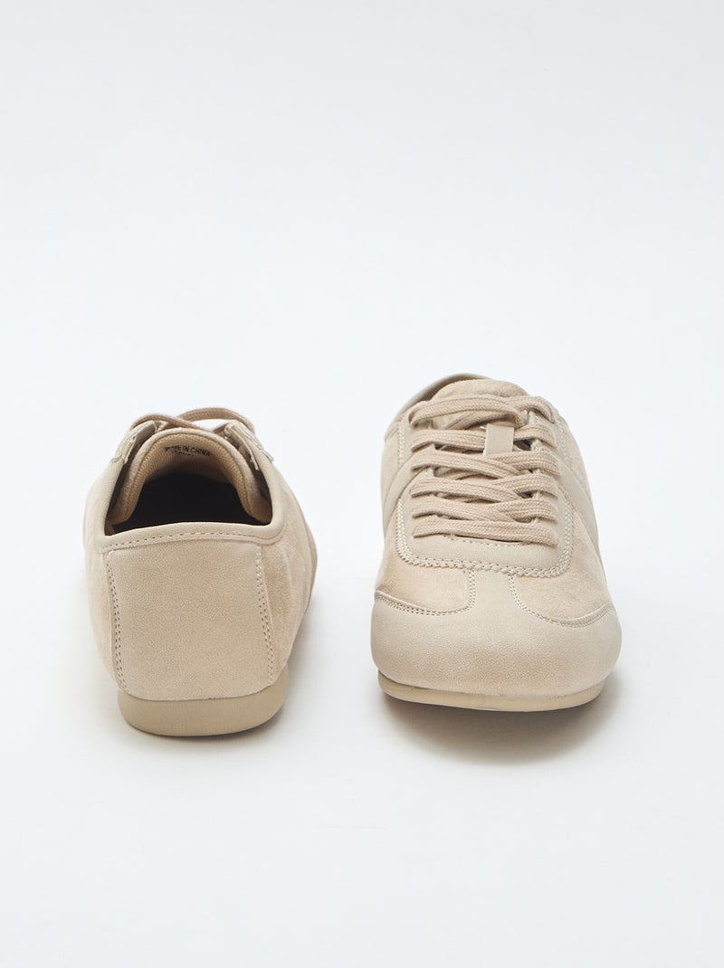Scarpe da ginnastica in due materiali tinta unita Beige - Kiabi