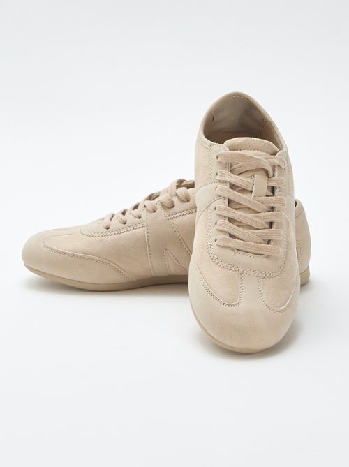 Scarpe da ginnastica in due materiali tinta unita - Kiabi