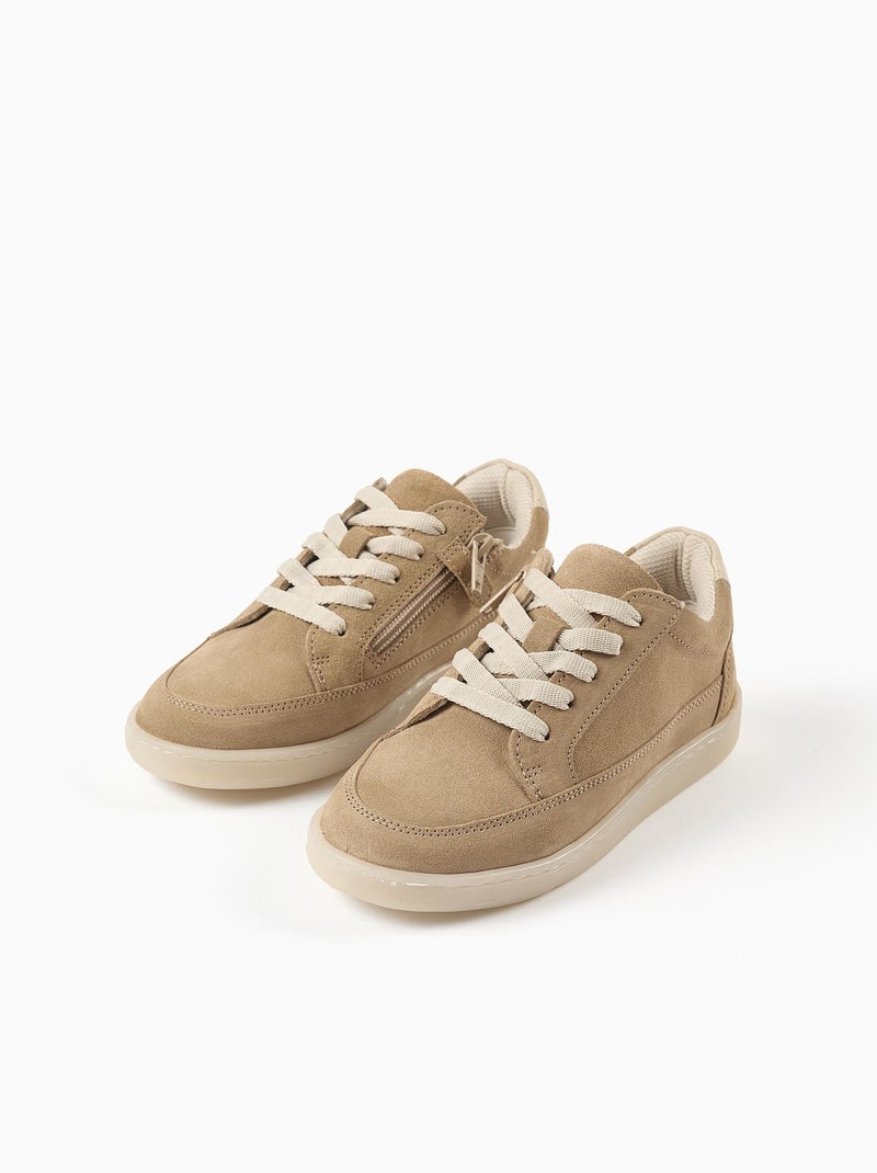 Scarpe da ginnastica in suede con lacci Beige - Kiabi