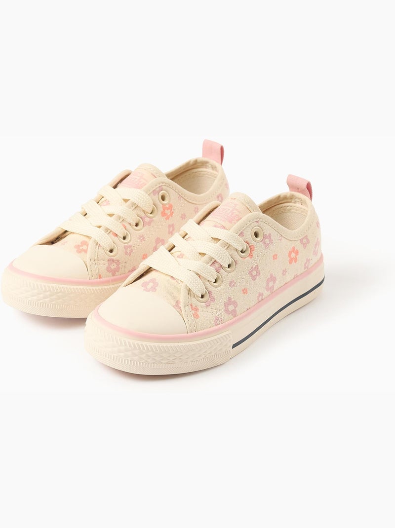 Scarpe da ginnastica in tela con motivo floreale e lacci Beige chiaro - Kiabi