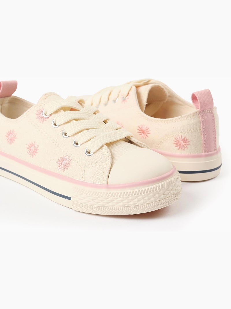 Scarpe da ginnastica in tela con motivo floreale ricamato Beige chiaro - Kiabi