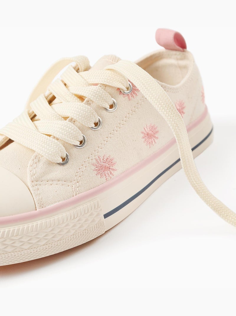 Scarpe da ginnastica in tela con motivo floreale ricamato Beige chiaro - Kiabi
