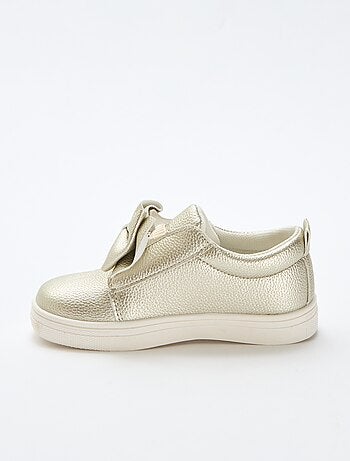 Scarpe dorate slip-on / senza lacci con fiocchi decorativi