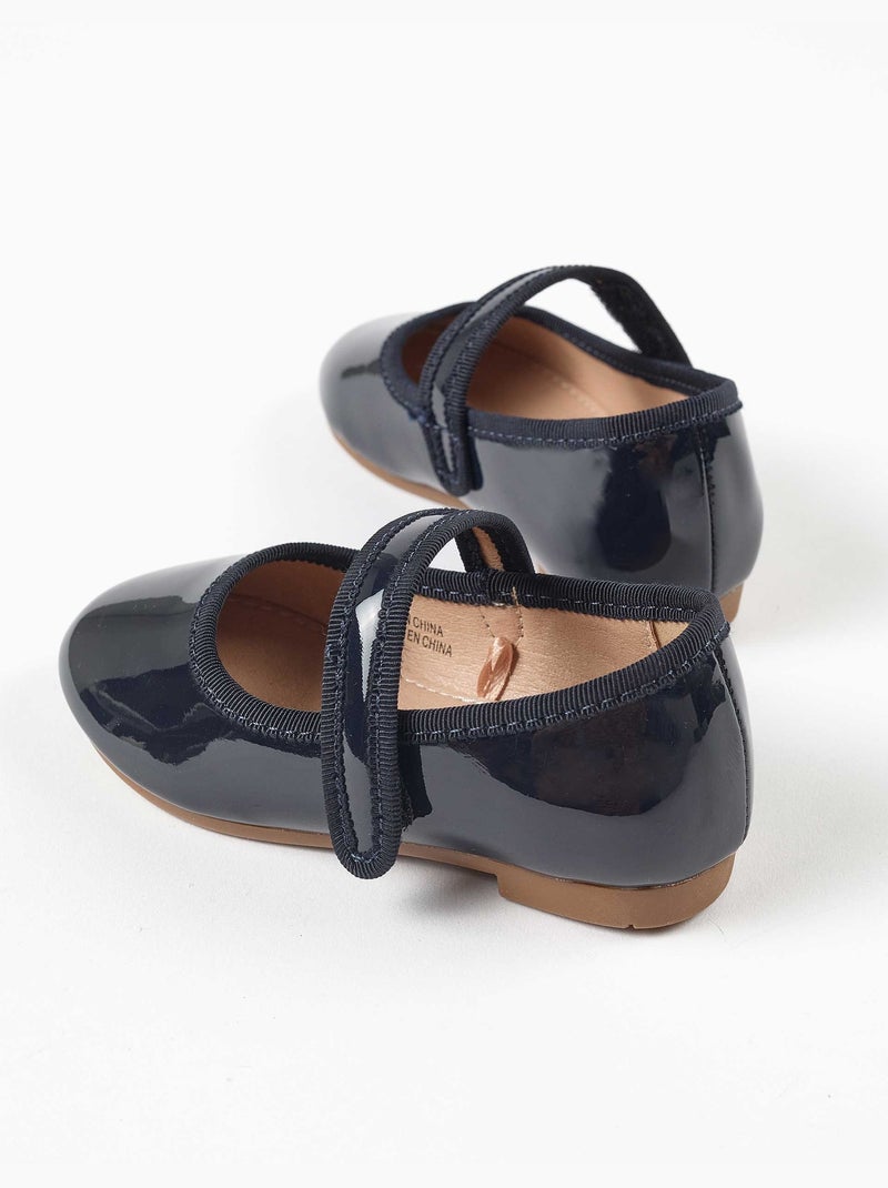 Scarpe Mary Jane verniciate con chiusura a strappo Blu Blu - Kiabi