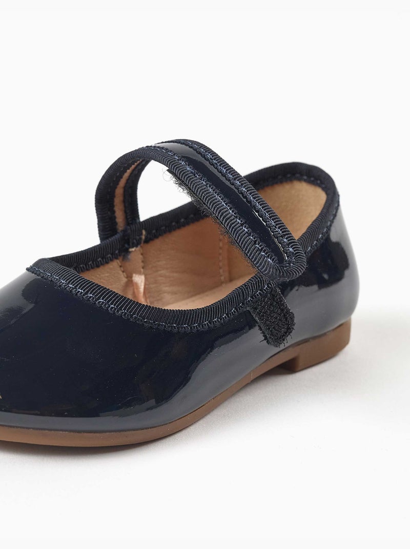 Scarpe Mary Jane verniciate con chiusura a strappo Blu Blu - Kiabi