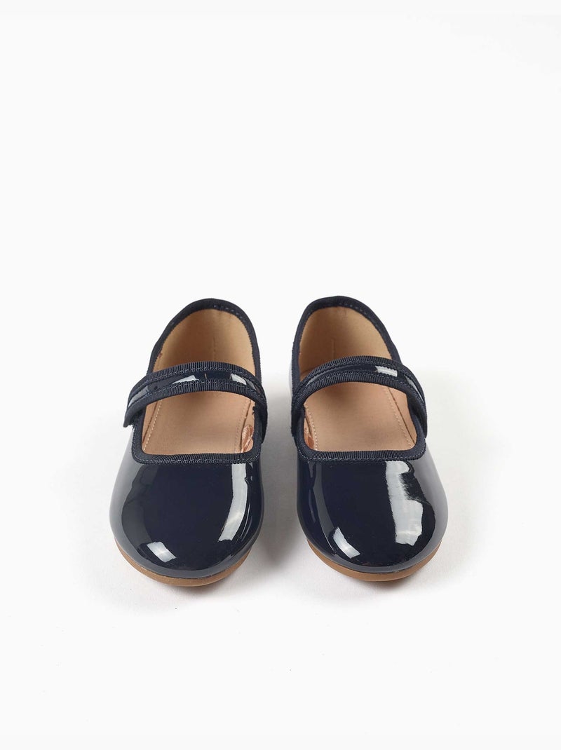 Scarpe Mary Jane verniciate con chiusura a strappo Blu Blu - Kiabi