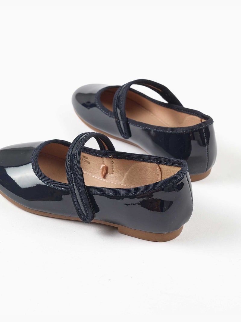 Scarpe Mary Jane verniciate con chiusura a strappo Blu Blu - Kiabi