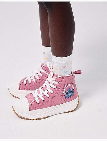 Scarpe sportive alte imbottite con stampa stitch