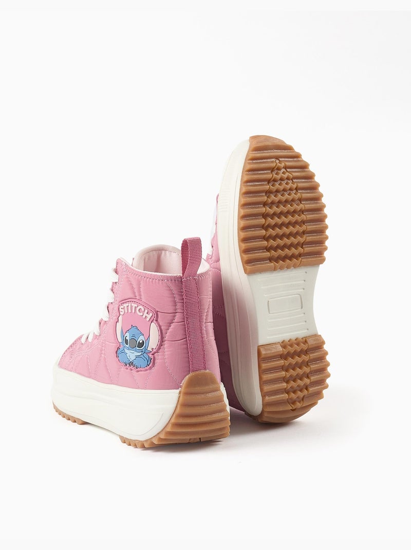 Scarpe sportive alte imbottite con stampa stitch Rosa scuro - Kiabi