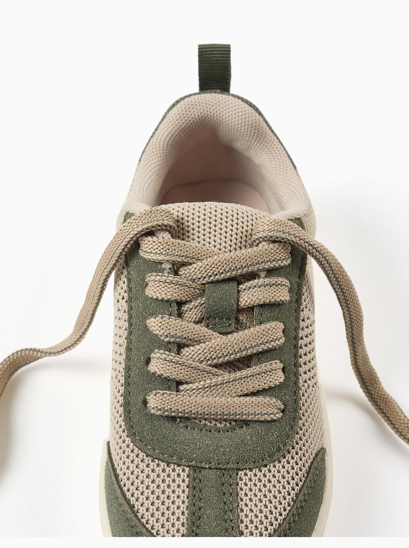 Scarpe sportive con dettagli in mesh e lacci Beige chiaro - Kiabi