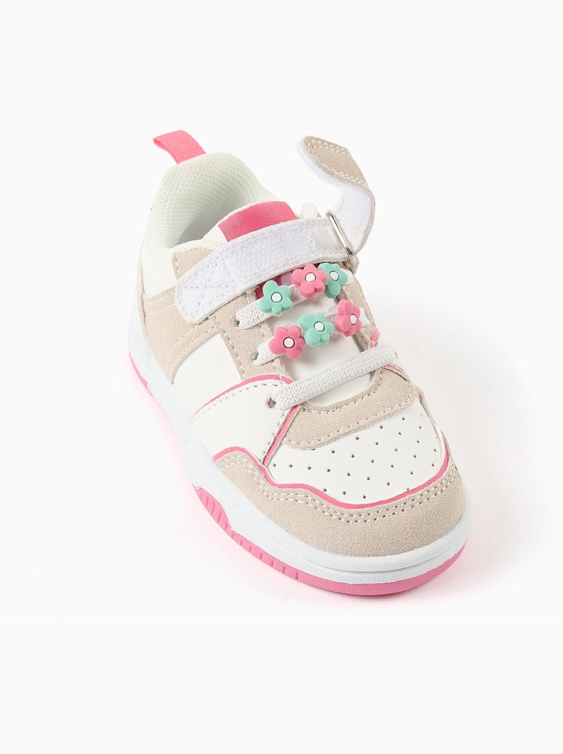 Scarpe sportive in doppio tessuto con fiori decorativi Bianco - Kiabi