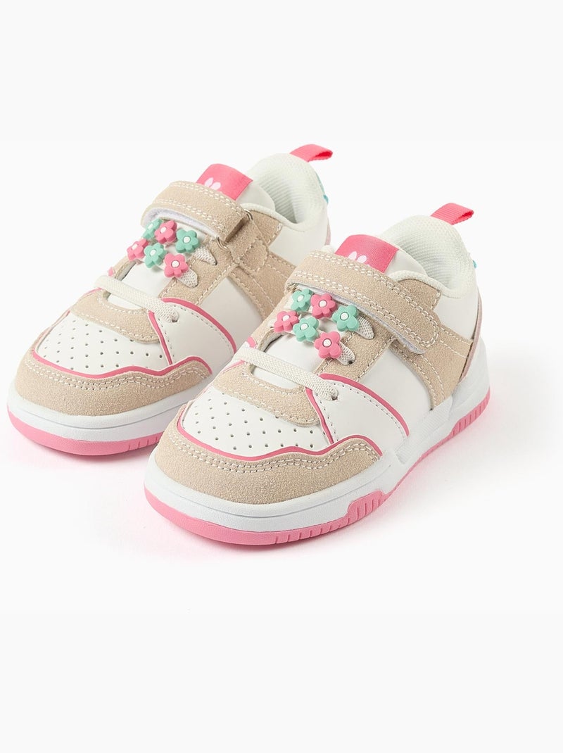 Scarpe sportive in doppio tessuto con fiori decorativi Bianco - Kiabi