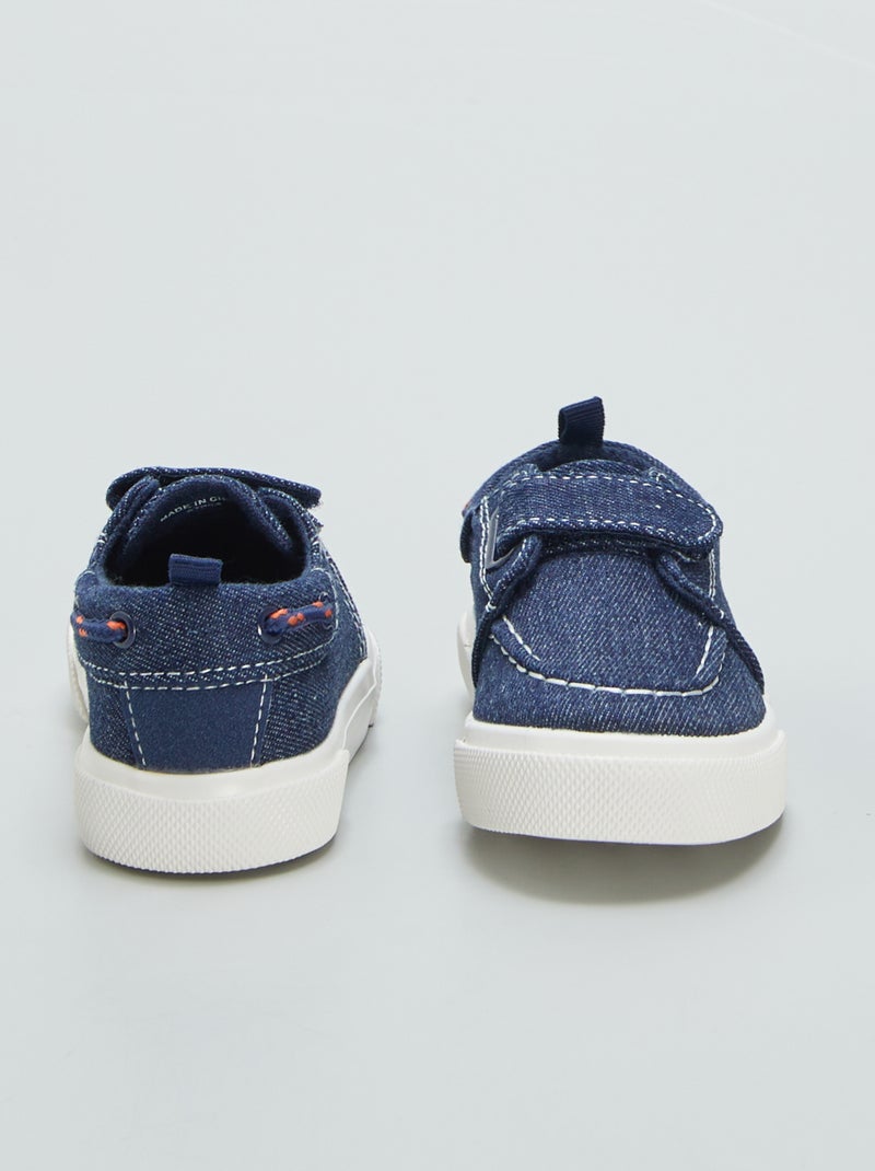 Scarpe Da Barca Gallucci Per Bambini - In Pelle Blu Scuro, Chiusura A Velcro, Comode E Leggere