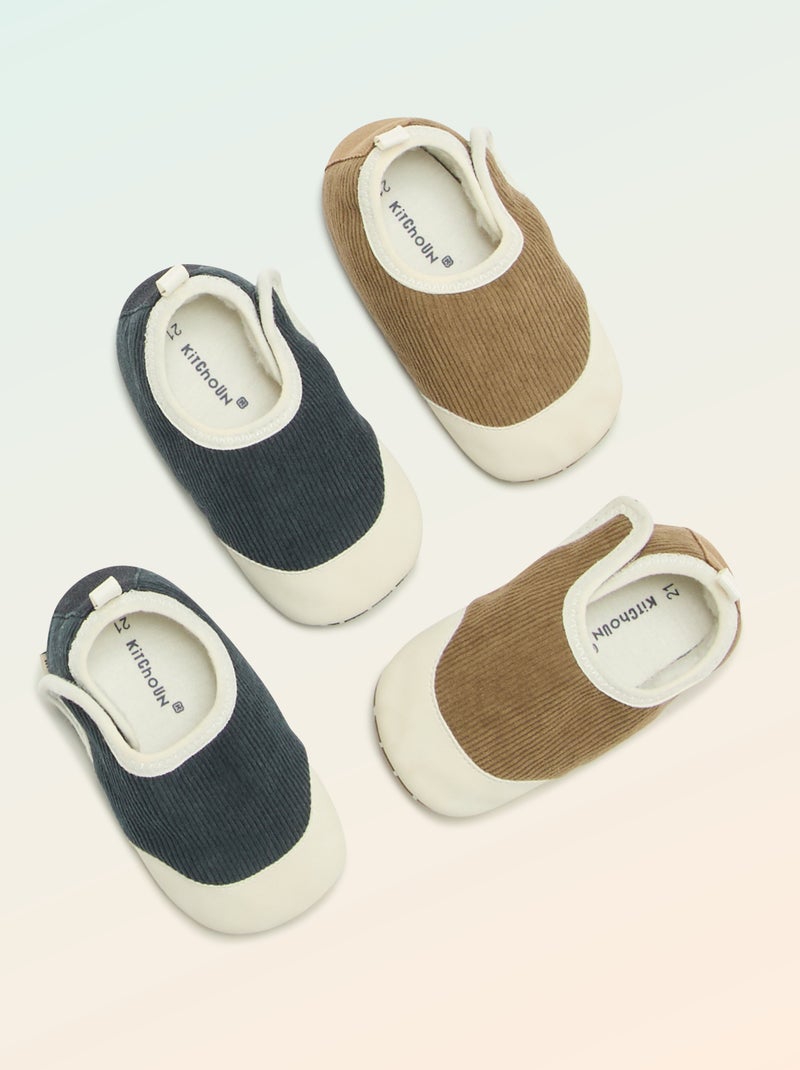 Scarpette a costine con strappi - 'Kitchoun' Kaki - Kiabi