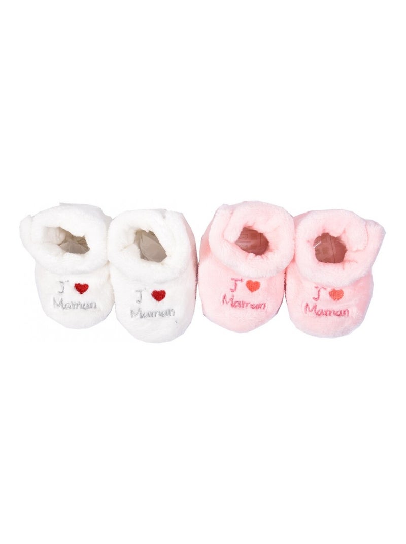 Scarpine neonato Cocooning Fantasia - Confezione da 2 Bianco Rosa chiaro Bianco - Kiabi