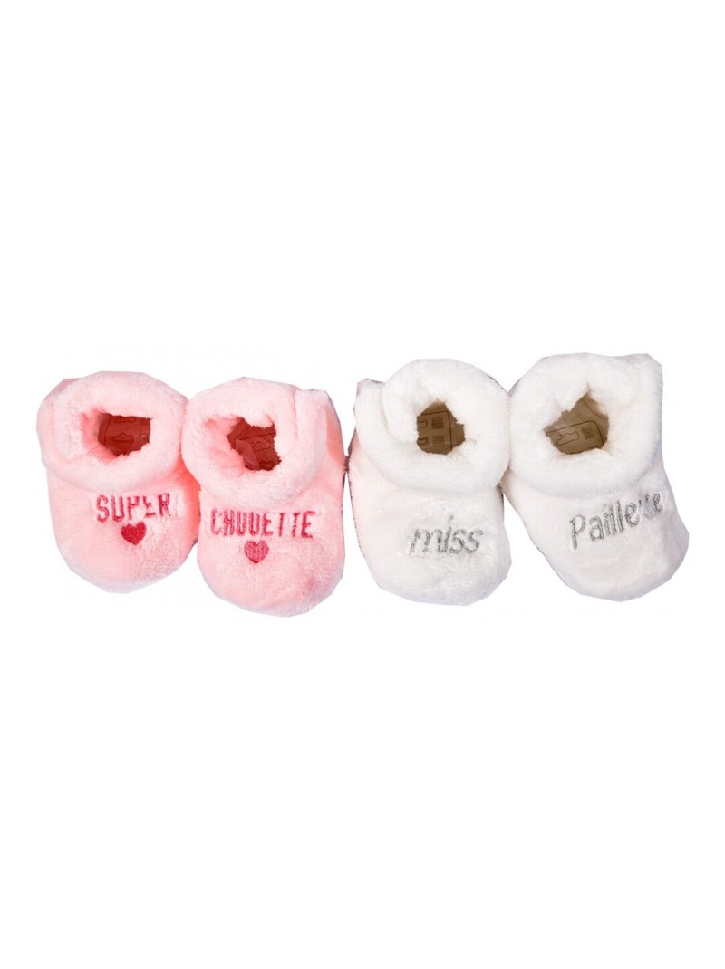 Scarpine neonato Cocooning Fantasia - Confezione da 2 Bianco Rosa chiaro - Kiabi