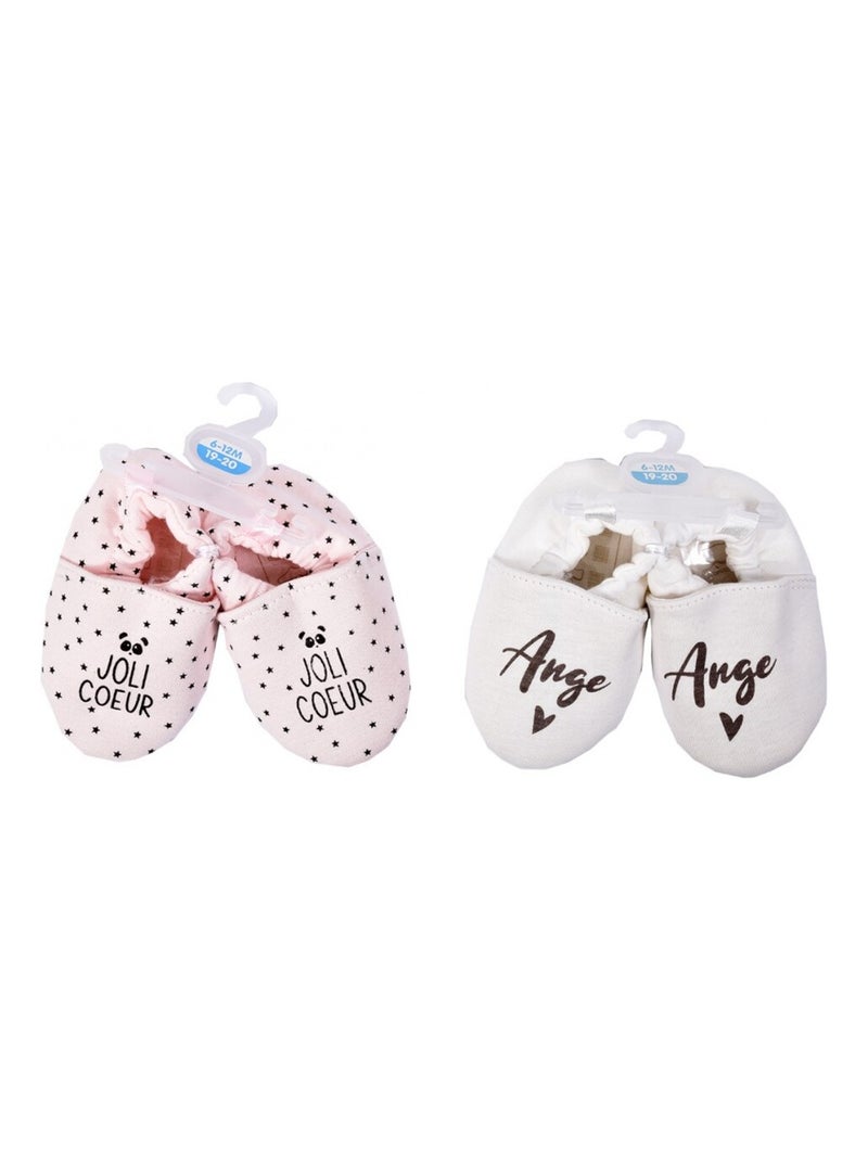 Scarpine neonato Cocooning Fantasia - Confezione da 2 Bianco Rosa - Kiabi