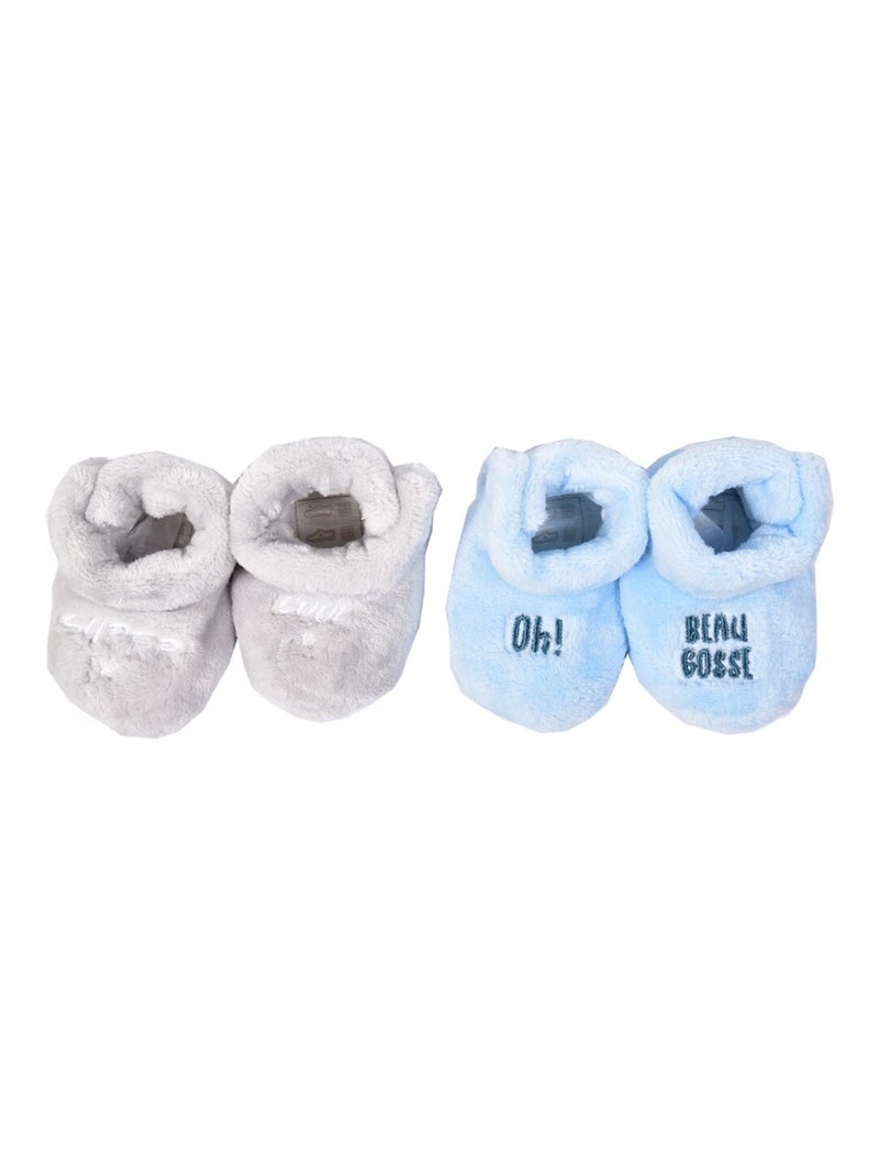Scarpine neonato Cocooning Fantasia - Confezione da 2 Blu grigio - Kiabi
