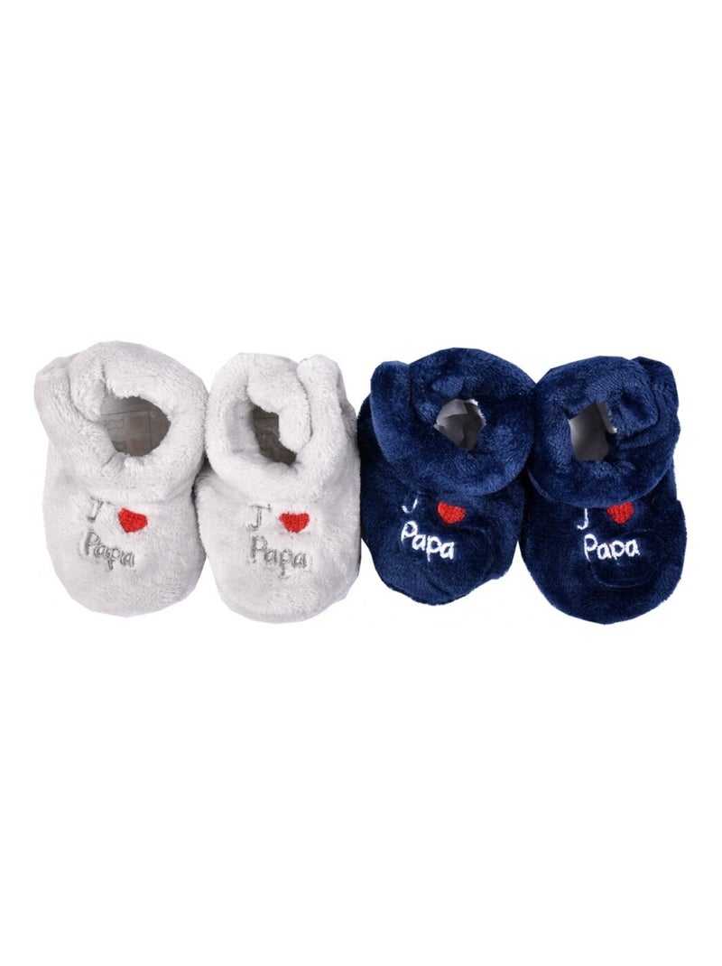 Scarpine neonato Cocooning Fantasia - Confezione da 2 Grigio blu - Kiabi