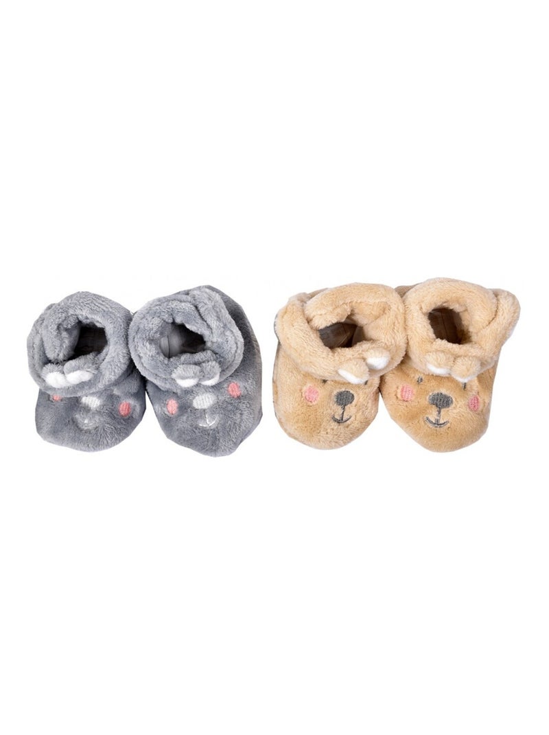 Scarpine neonato Cocooning Fantasia - Confezione da 2 Grigio marrone - Kiabi