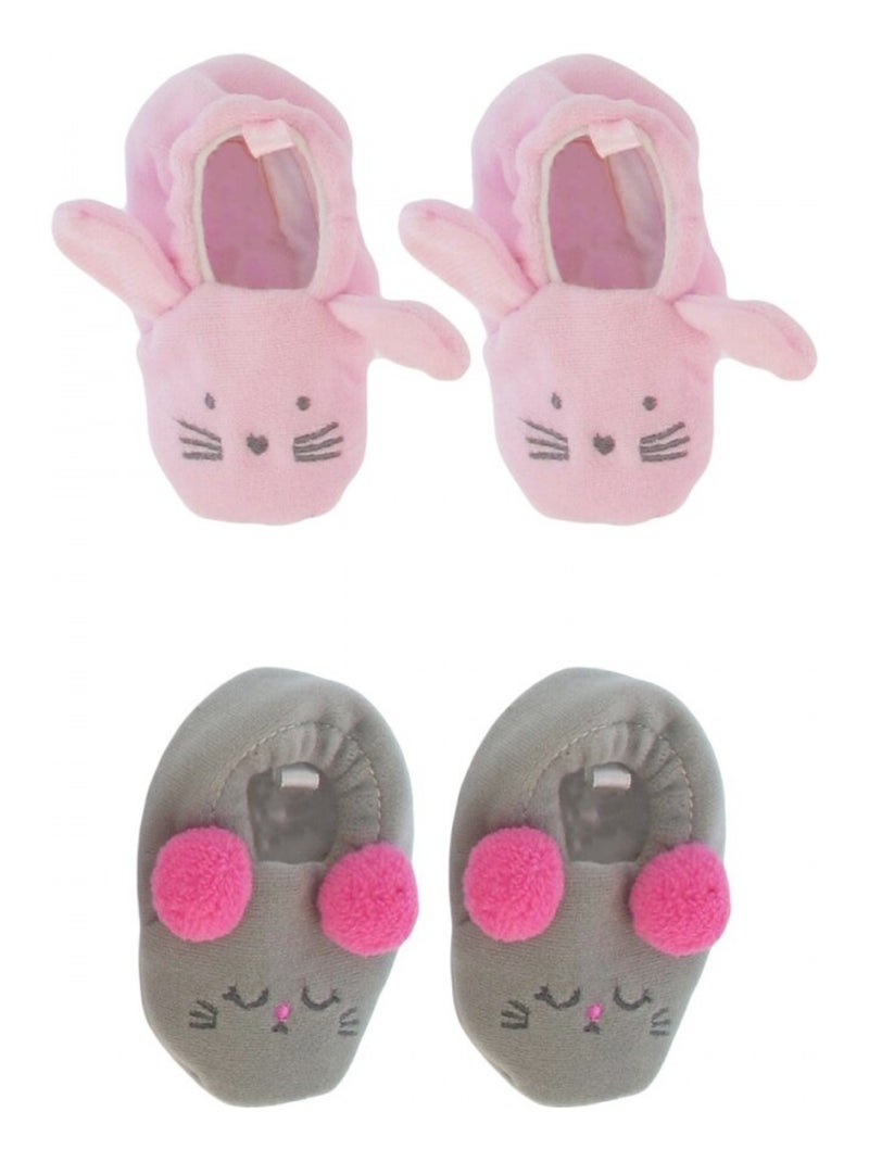 Scarpine neonato confezione da 2 Rosa - Kiabi