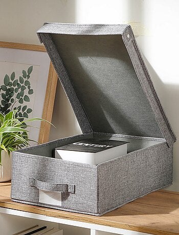 Scatola portaoggetti in lino con coperchio