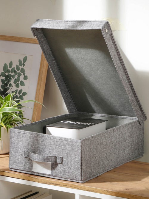 Scatola portaoggetti in lino con coperchio - Kiabi