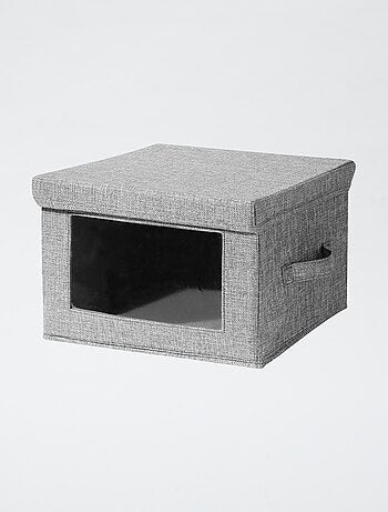 Scatola portaoggetti in lino con finestra trasparente