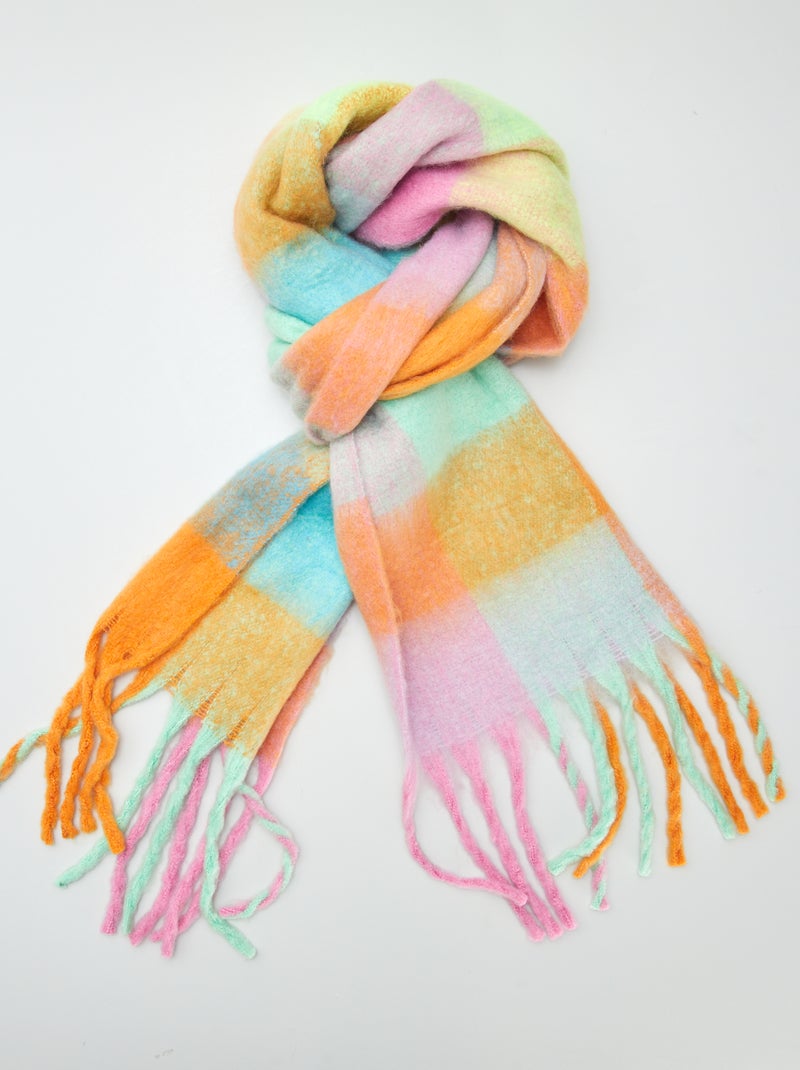 Sciarpa con frange in maglia morbida BEIGE - Kiabi
