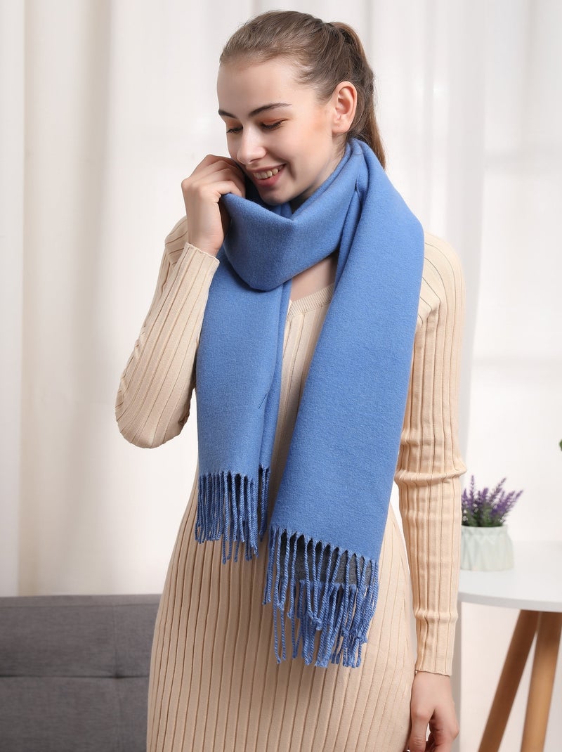 Sciarpa in cashmere blu double-face Blu - Kiabi