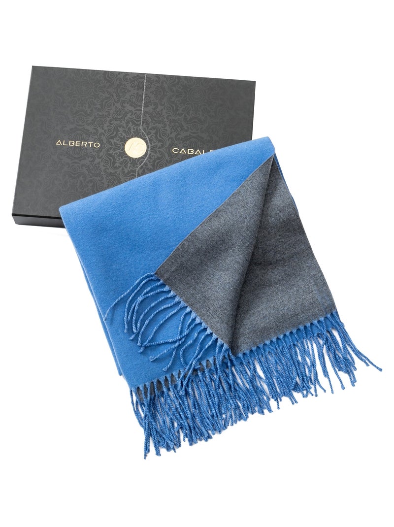 Sciarpa in cashmere blu double-face Blu - Kiabi