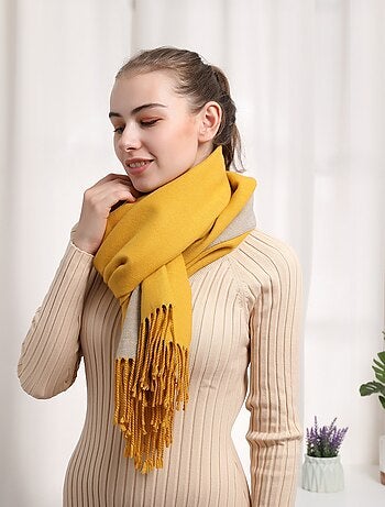 Sciarpa in cashmere giallo double face