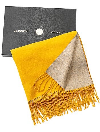 Sciarpa in cashmere giallo double face