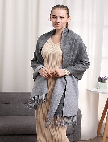 Sciarpa in cashmere grigio double-face