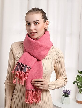 Sciarpa in cashmere rosa fronte-retro