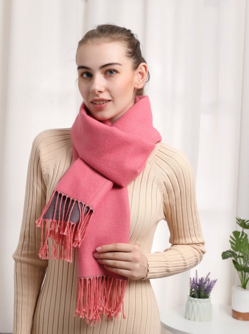 Sciarpa in cashmere rosa fronte-retro - Kiabi