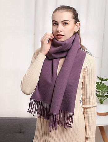 Sciarpa in cashmere viola fronte-retro
