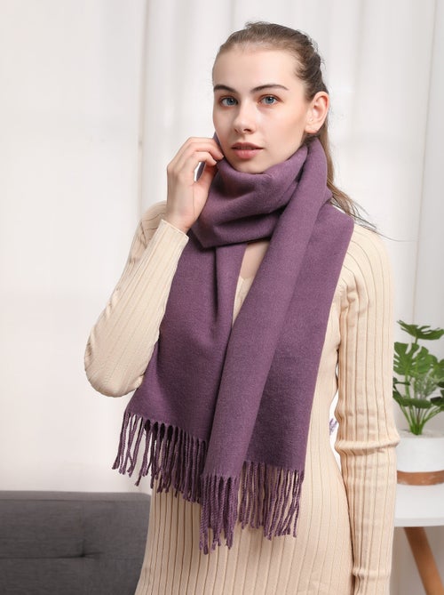 Sciarpa in cashmere viola fronte-retro - Kiabi