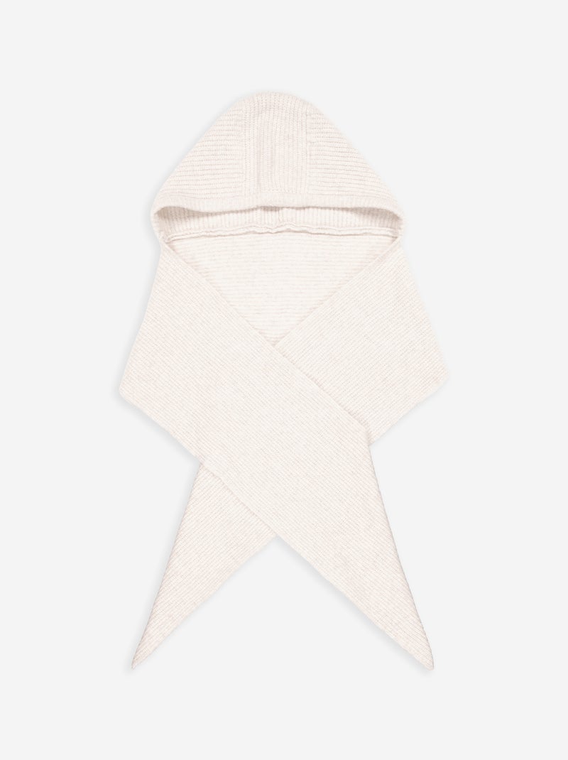 Sciarpa in maglia a coste con cappuccio integrato Beige - Kiabi