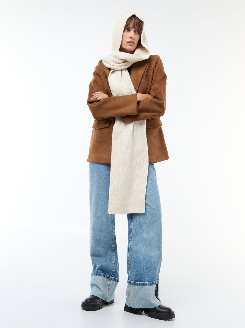 Sciarpa in maglia con cappuccio integrato Beige - Kiabi