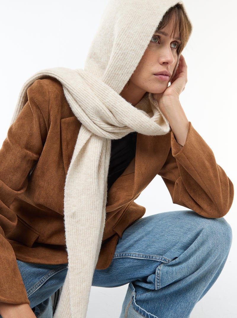 Sciarpa in maglia con cappuccio integrato Beige - Kiabi
