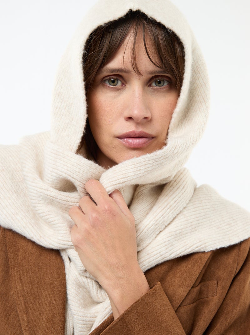 Sciarpa in maglia con cappuccio integrato Beige - Kiabi