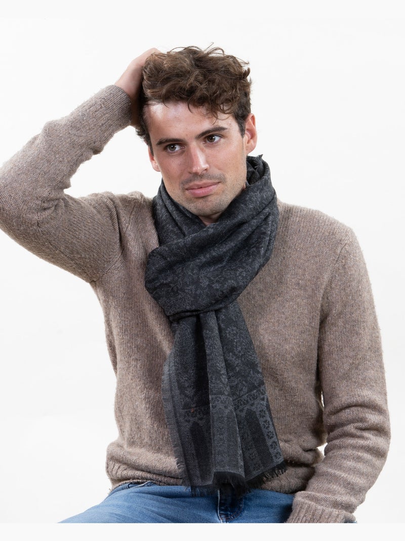 Sciarpa morbidissima, calda, molto comoda, 50x200 cm unisex adulto Nero Grigio antracite - Kiabi